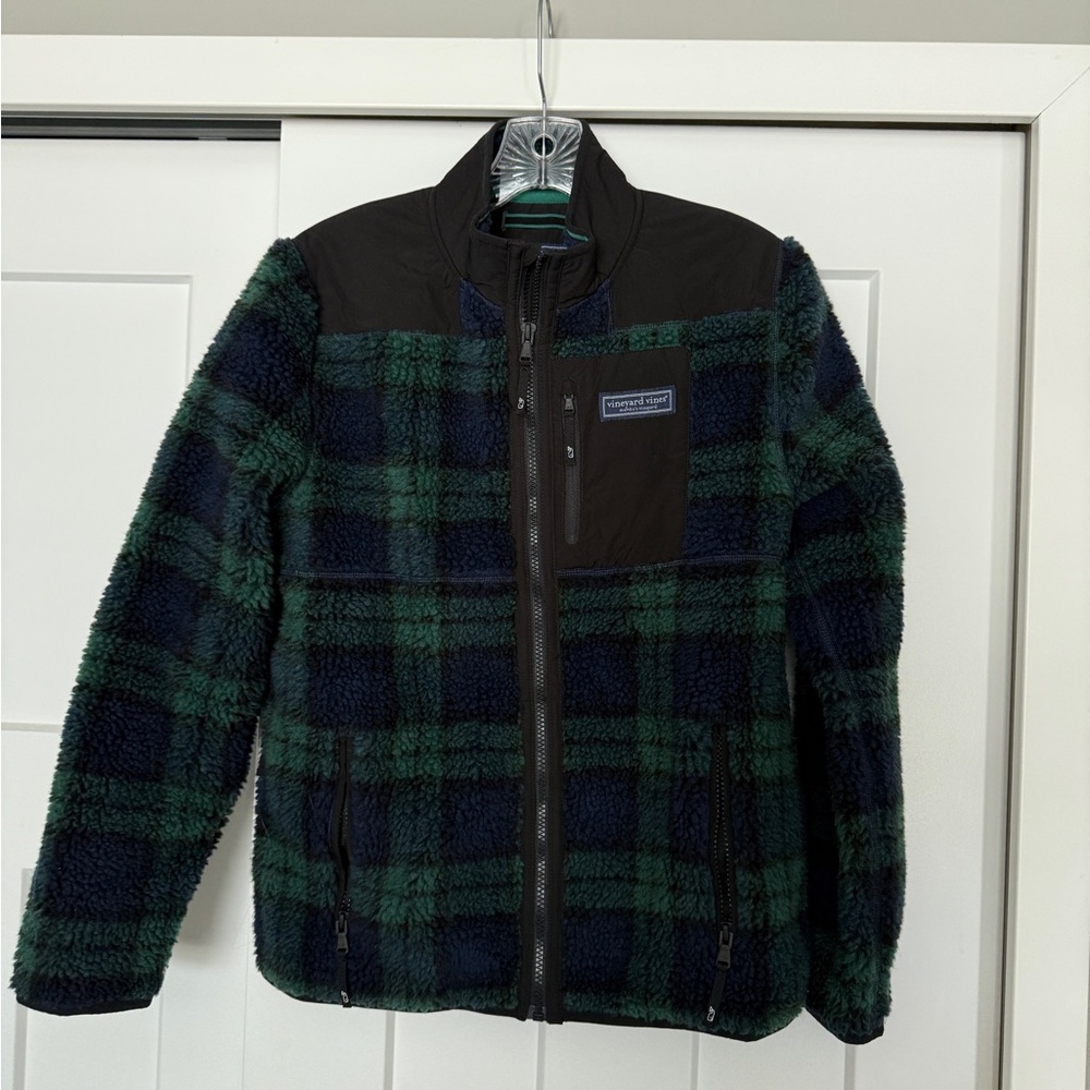 Vineyard Vines Boys’ Green and Black Fleece Jacket-size L